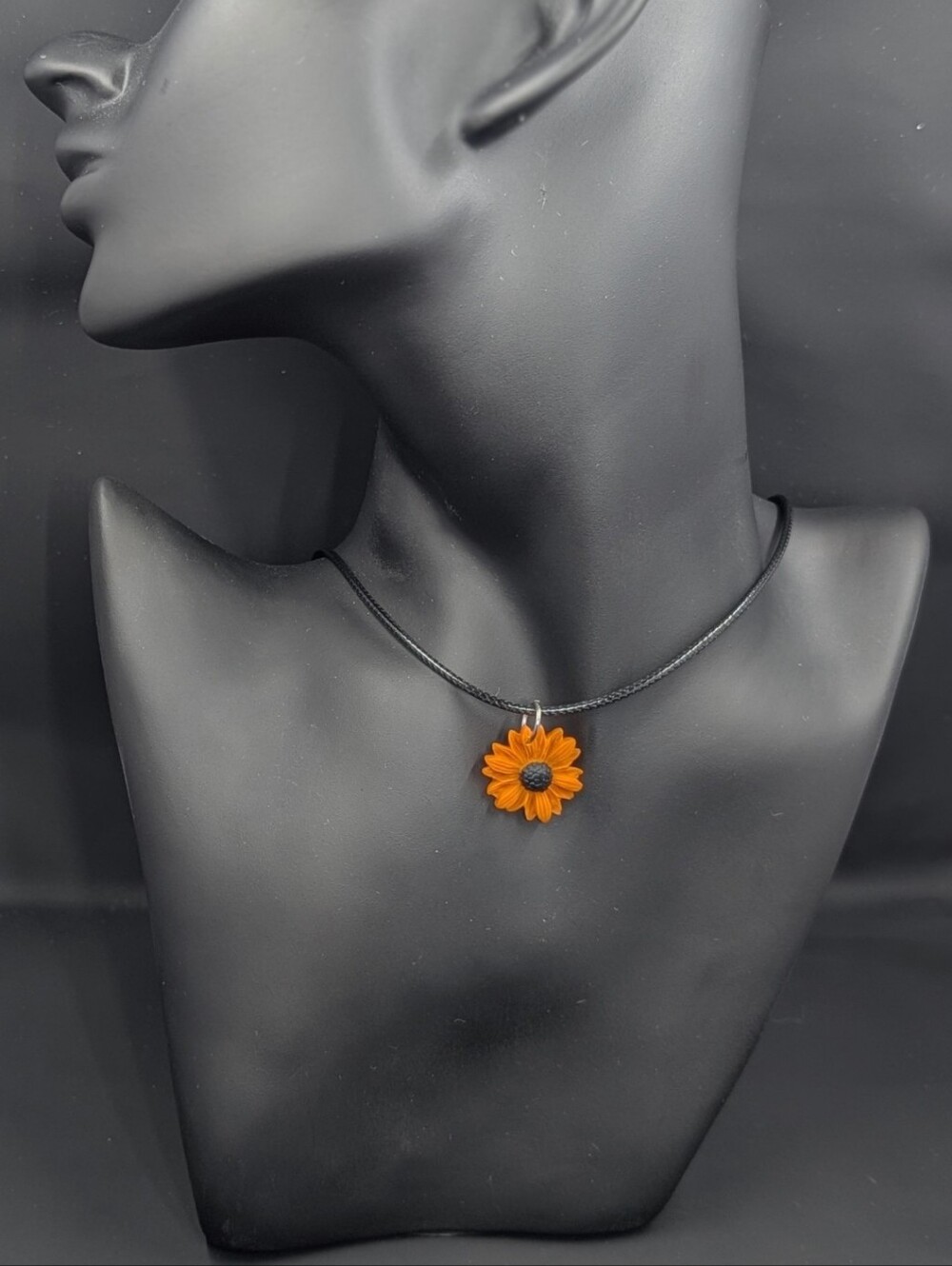 Orange Daisy Pendant Necklace